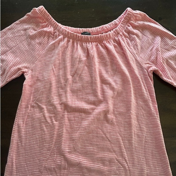 Talbots Cotton Lightweight Striped Shirt Blouse Elastic Neckline Women's Size XS - Picture 2 of 6